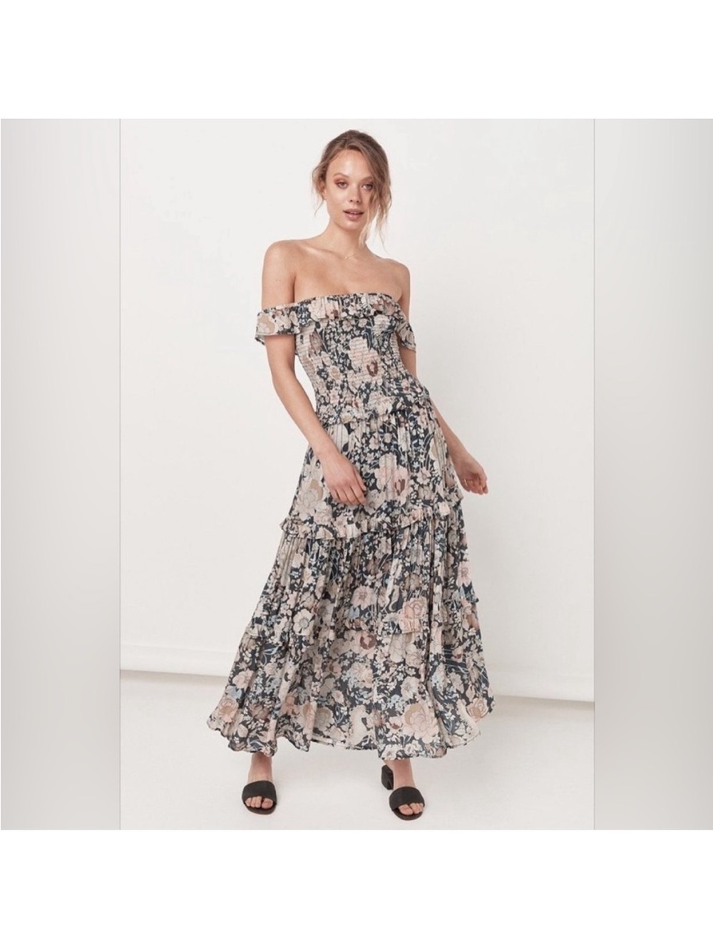 Spell and the Gypsy Amethyst Shirred Sundress in Nightfall maxi floral smock